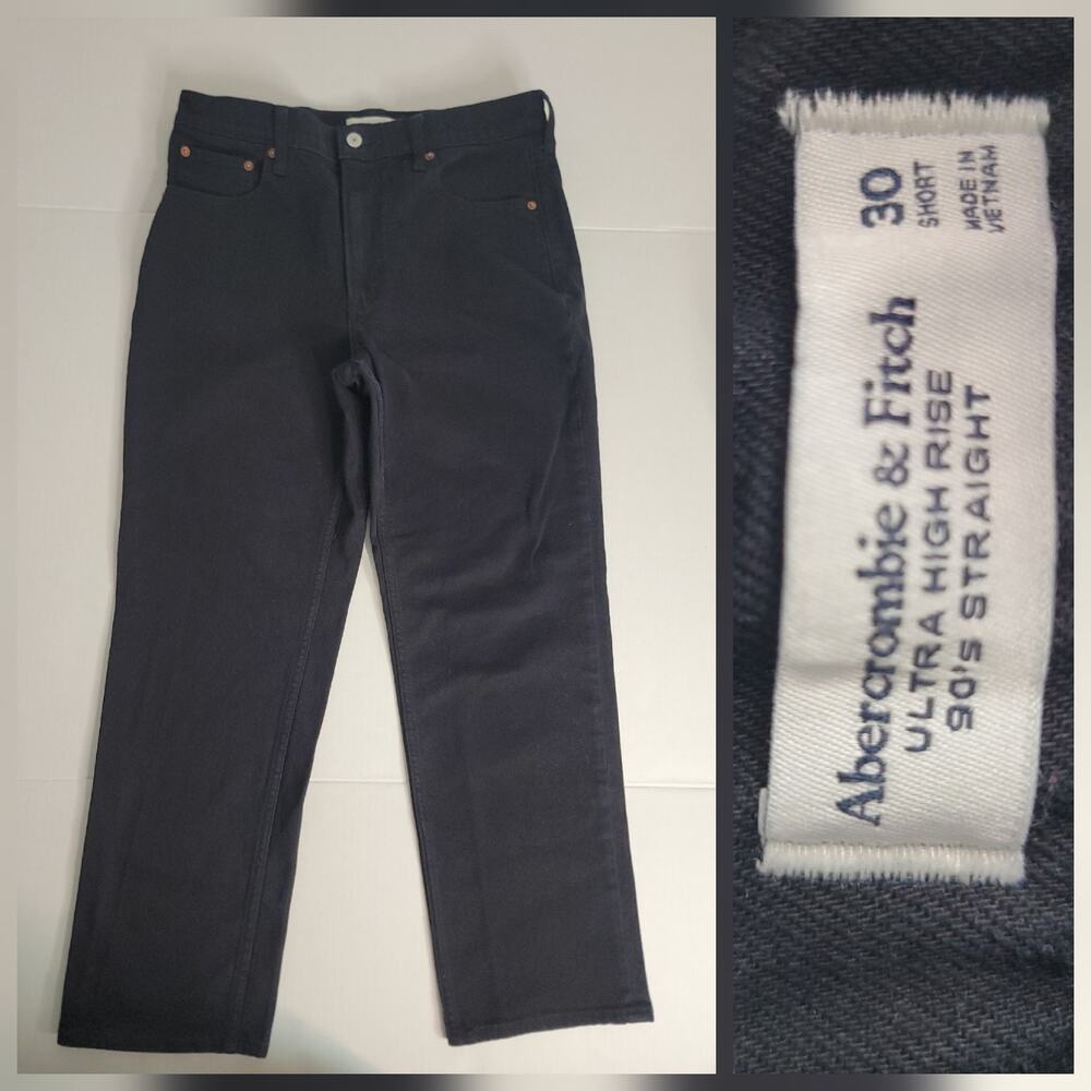 Abercrombie & Fitch Jeans Womens Sz 30 Short 90s Straight Ultra High Rise Black